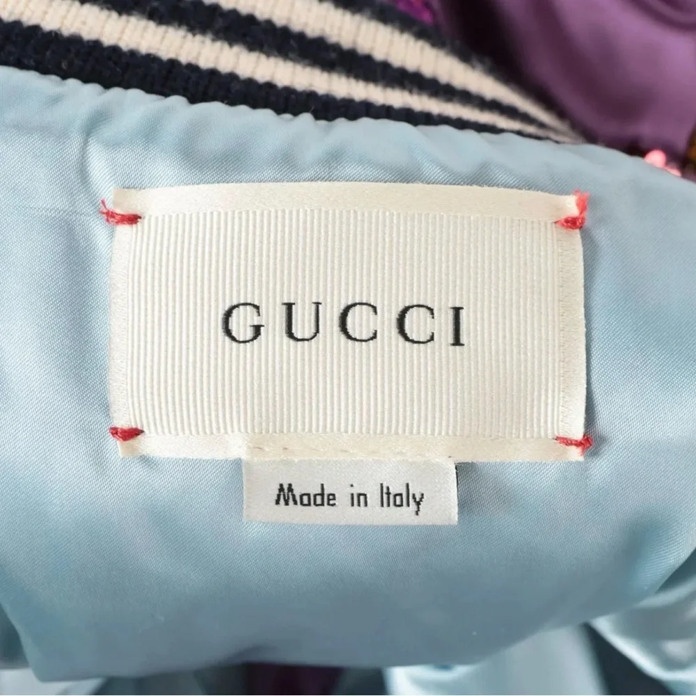 Gucci Purple Sequin Interlocking G Bomber Jacket - Picture 3 of 7
